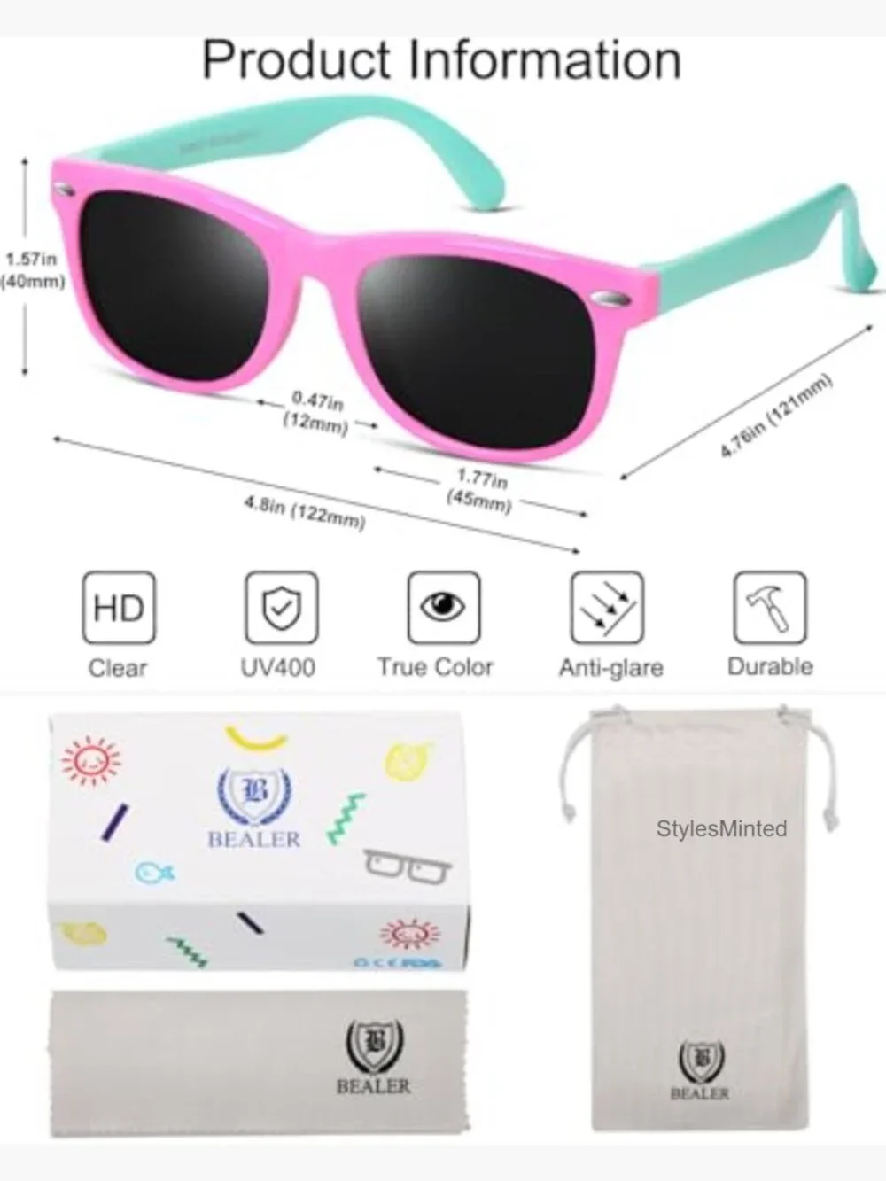 Kids Polarized Sunglasses UV Protection Flexible Rubber 3 Pack
